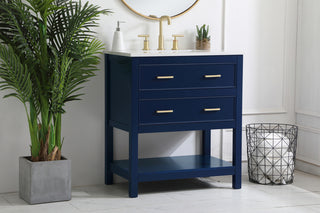 30 inch Single Bathroom Vanity in Blue
