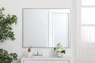 Metal frame rectangle mirror 30 inch in silver