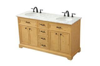 60 inch double bathroom vanity in natural wood