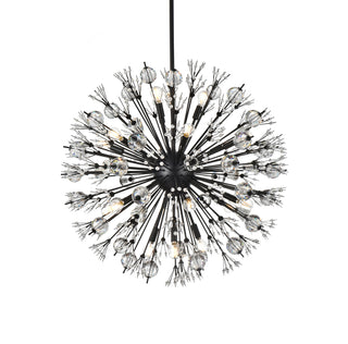 Vera 32 inch crystal starburst round pendant in black