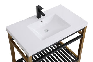 36 inch Single Bathroom Metal Vanity in Golden Black