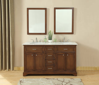 60 In. Double Bathroom Vanity Set In Teak