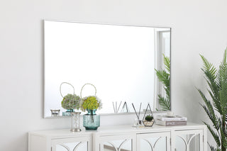 Metal frame rectangle mirror 36 inch in silver