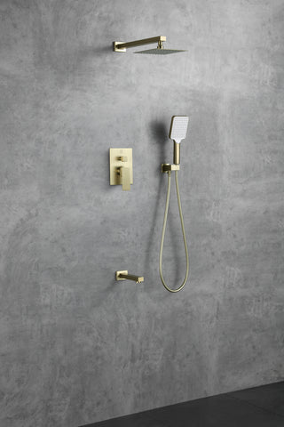 Petar Complete Shower and Tub Faucet with Rough-in Valve in Brushed Gold