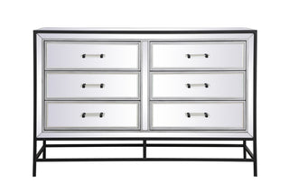 48 inch mirrored 6 drawers chest in black