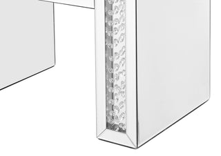 26 inch Crystal Vanity Leather stool in Clear Mirror Finish