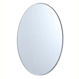 Metal frame oval mirror 40 inch in silver