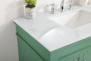 36 inch Single Bathroom vanity in vintage mint with ivory white engineered marble