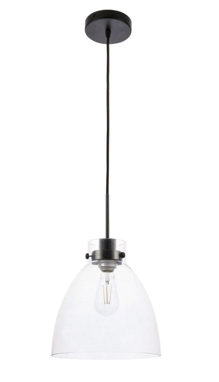 Frey 1 light Black and Clear glass pendant