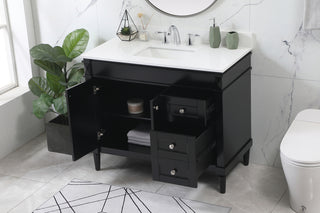 42 inch Single bathroom vanity in black with backsplash