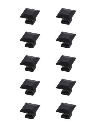Cecil 1.3" Matte Black Square Knob Multipack (Set of 10)