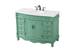 48 inch Single Bathroom vanity in vintage mint with ivory white engineered marble