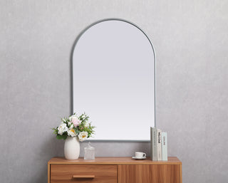 Metal Frame Arch Mirror 27x40 Inch in Silver