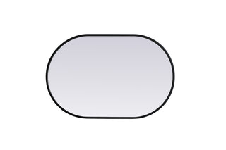 Metal Frame Oval Mirror 20x30 Inch in Black