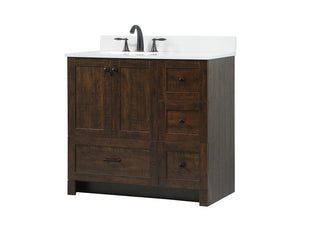 36 inch Single bathroom vanity in expresso with backsplash