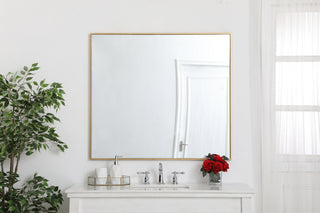 Metal frame rectangle mirror 36 inch in Brass