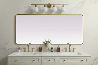 Soft Corner Metal Rectangle Mirror 32x72 Inch in Brass