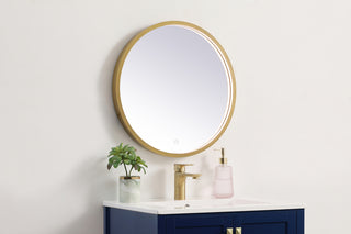 Pier 21 inch LED mirror with adjustable color temperature 3000K/4200K/6400K in brass