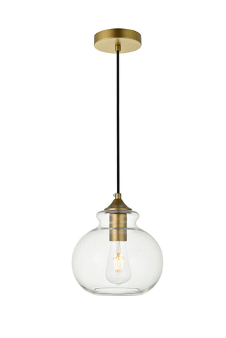 Destry 1 Light Brass Pendant With Clear Glass