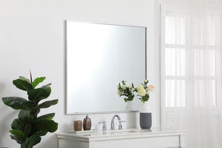 Metal frame rectangle mirror 36 inch in silver