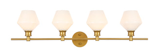 Gene 4 light Brass and Frosted white glass Wall sconce