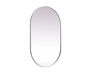 Metal Frame Oval Mirror 30x48 Inch in Silver