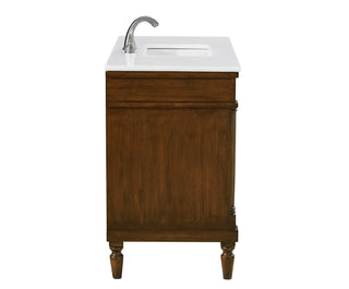 42 inch Single Bathroom vanity in Walnut with ivory white engineered marble