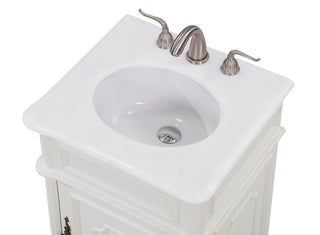 21 inch Single Bathroom vanity in Antique White with ivory white engineered marble