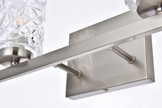 Cassie 2 lights bath sconce in satin nickel with clear shade