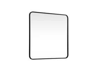 Soft corner metal square mirror 30x30 inch in Black