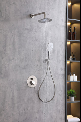 George Complete Shower Faucet System with Rough-in Valve in Brushed Nickel