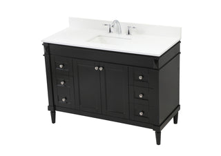 48 inch Single bathroom vanity in black with backsplash