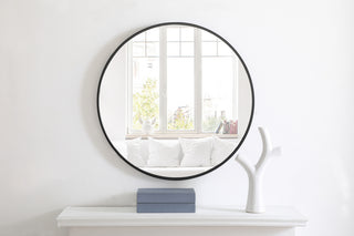 Metal frame Round Mirror 28 inch Black finish