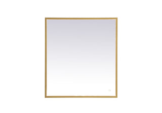 Pier 27x30 inch LED mirror with adjustable color temperature 3000K/4200K/6400K in brass