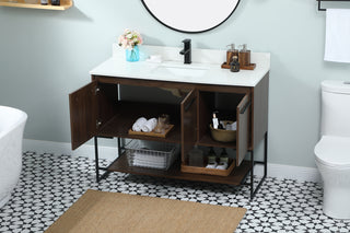 48 inch Single bathroom vanity in walnut with backsplash