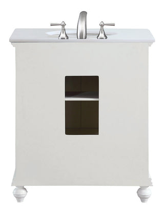 30 inch Single Bathroom vanity in Antique White with ivory white engineered marble