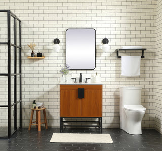 30 inch Single bathroom vanity in teak with backsplash