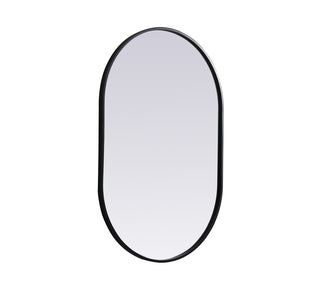 Metal Frame Oval Mirror 24x36 Inch in Black