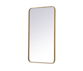 Soft corner metal rectangular mirror 20x36 inch in Brass