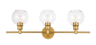 Collier 3 light Brass and Clear glass Wall sconce