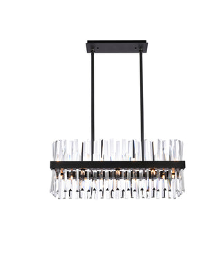 Serephina 30 inch crystal rectangle chandelier light in black