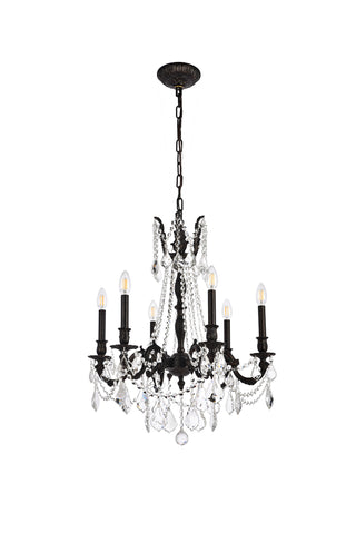 Rosalia 6 light Dark Bronze Chandelier Golden Teak (Smoky) Royal Cut Crystal