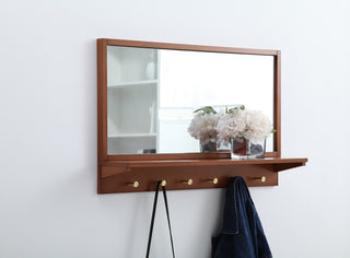 Entryway mirror with shelf  34 inch x 21 inch in pecan