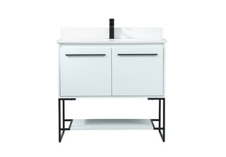 36 inch Single bathroom vanity in white with backsplash