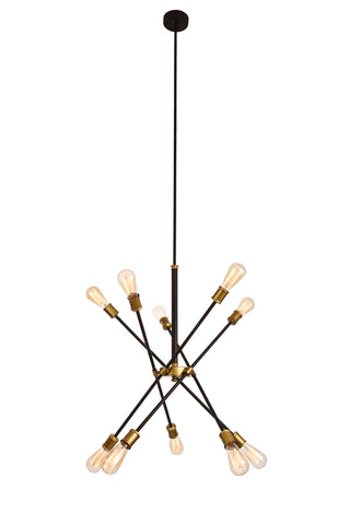 Axel Collection Chandelier D27.2 H32.5 Lt:10 Black and Brass Finish