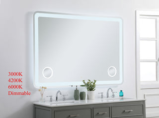 Lux 42in x 60in Hardwired LED mirror with magnifier and color changing temperature 3000K/4200K/6000K