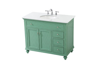 42 inch Single Bathroom vanity in vintage mint with ivory white engineered marble