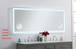 Lux 30in x 72in Hardwired LED mirror with magnifier and color changing temperature 3000K/4200K/6000K