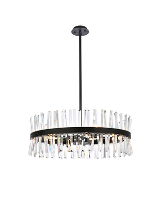 Serephina 32 inch crystal round chandelier light in black