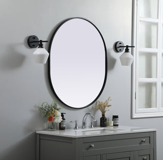 Metal Frame Oval Mirror 30x36 Inch in Black